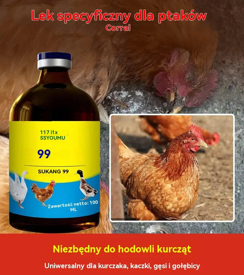 [2/4/6/8 butelek] 💊🐓🦆🕊️ Lek na ptasią grypę, utratę apetytu, biegunkę i kaszel u drobiu, kurczaków, kaczek i gęsi. 1 butelka 100 ml.