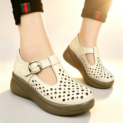 😍 Precio más bajo por tiempo limitado 👡 Zapatos casuales con estilo, con diseño calado y suela suave, hechos de cuero genuino.