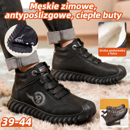 45% zniżki - Nowe ciepłe zimowe buty męskie z bawełny, grube, wysokie buty codzienne