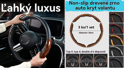 🚗【1 sada 3 kusů 】👍👍Dřevěný protiskluzový kryt na volant auta