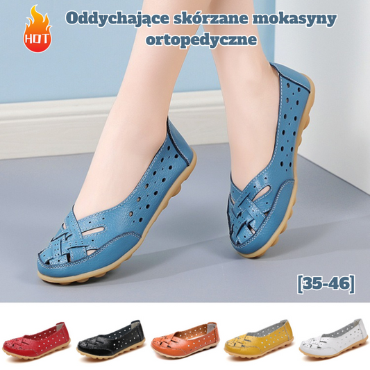 【35-46】 (50% REDUCERE) Oddychające skórzane mokasyny ortopedyczne