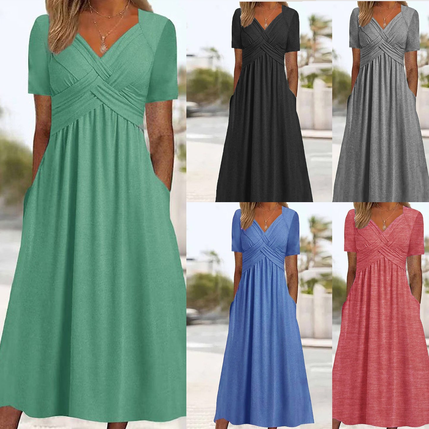 ✨50% de descuento🔥【40-120 kg】Nuevo vestido de algodón de talla grande, estilo casual de largo medio ✅️Pago contra entrega