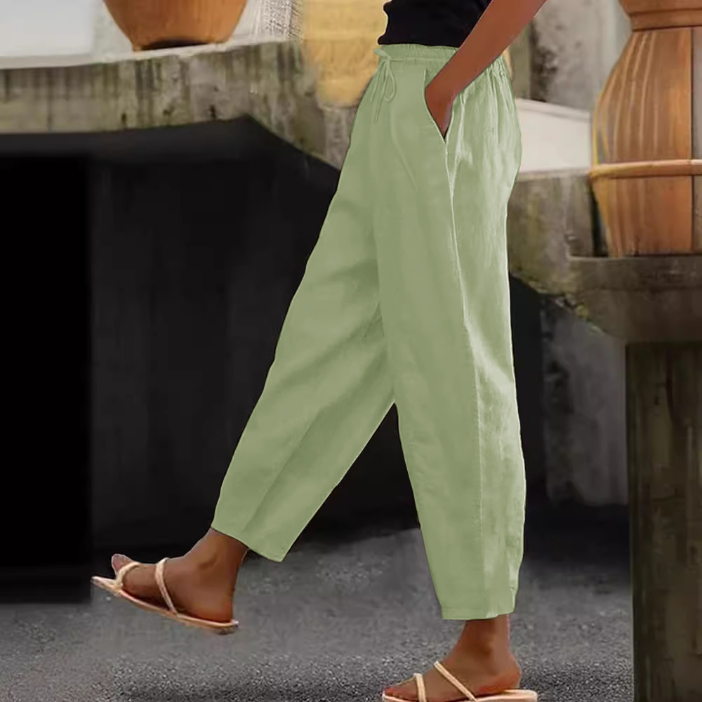 💕48% de descuento💕【40-120 kg】Pantalones casuales para mujer de algodón y lino ✅️Pago contra entrega