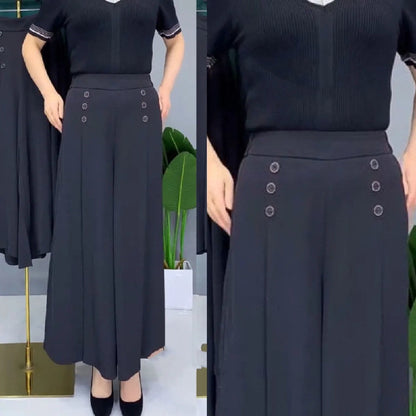 🔥✨【Ограничени количества】【M-5XL】Модерни дамски ежедневни плисирани панталони с висока талия и широки крачоли
