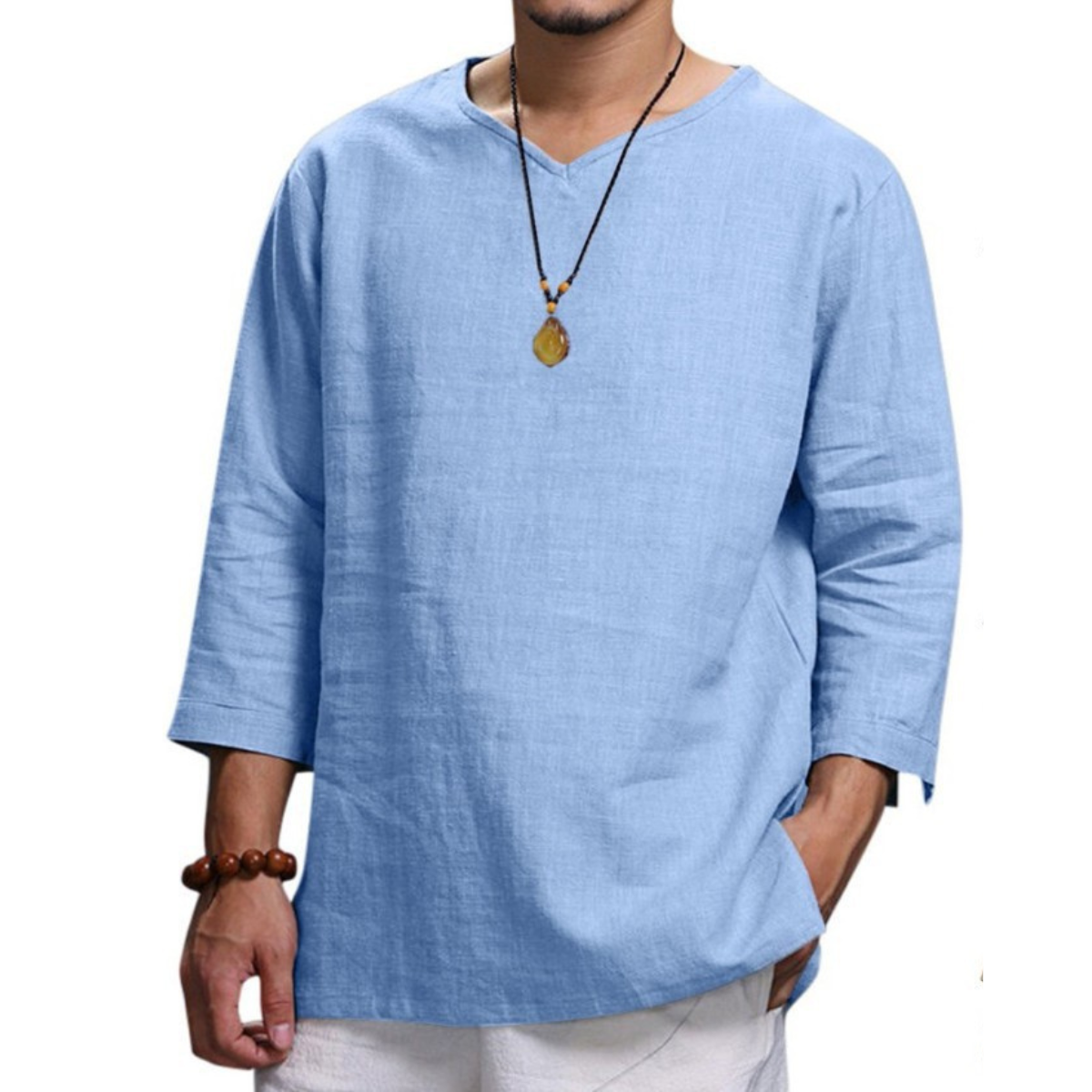 👔50% de descuento🔥 Camisa de hombre confeccionada en algodón y lino, holgada y transpirable.✅️Pago contra entrega