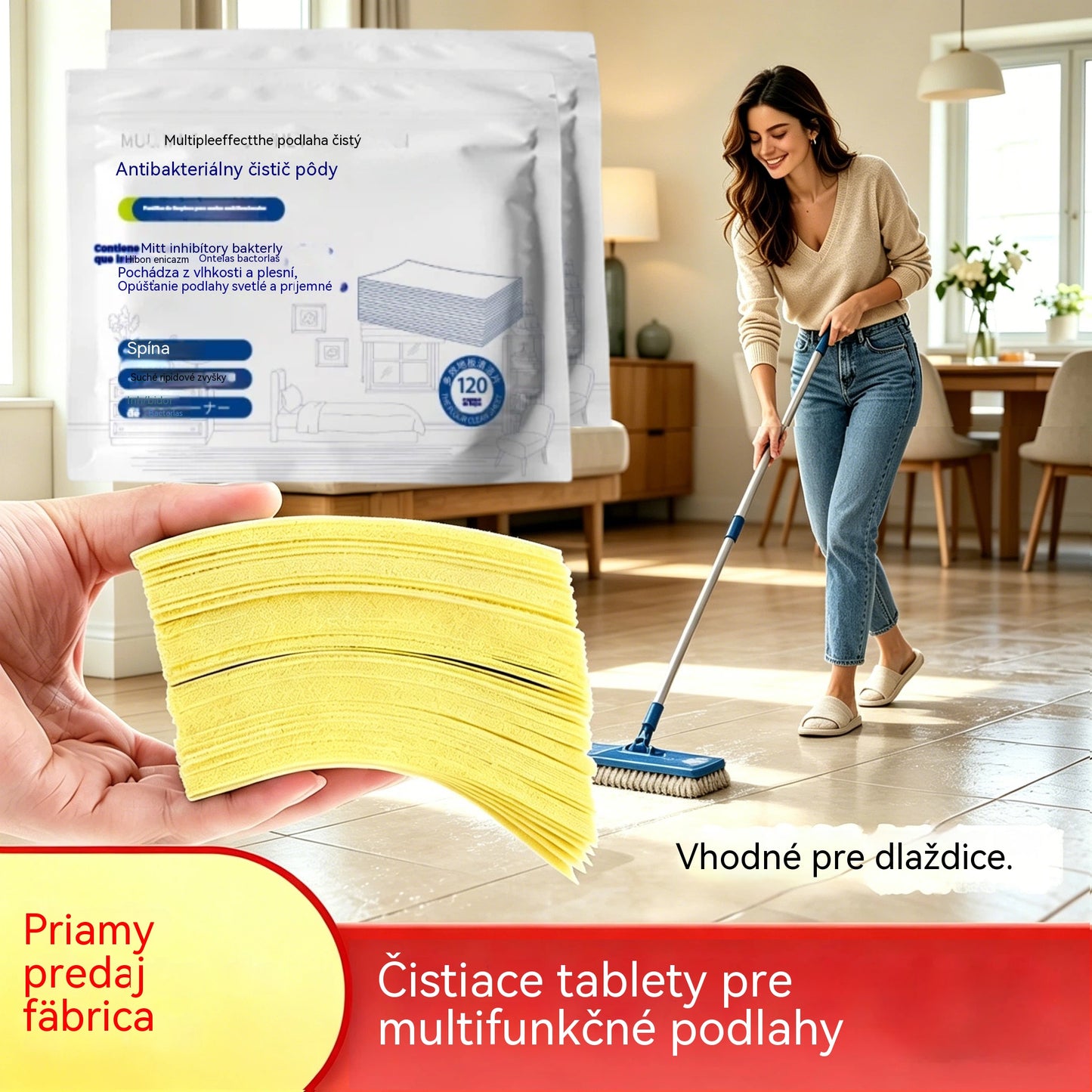🧹【Kúpte 1 a získajte 1 ZADARMO!】✨240 ks multifunkčných antibakteriálnych a deodorizačných čistiacich tabliet | Vhodné na drevené podlahy, laminátové podlahy, dlaždice a steny obytných vozidiel