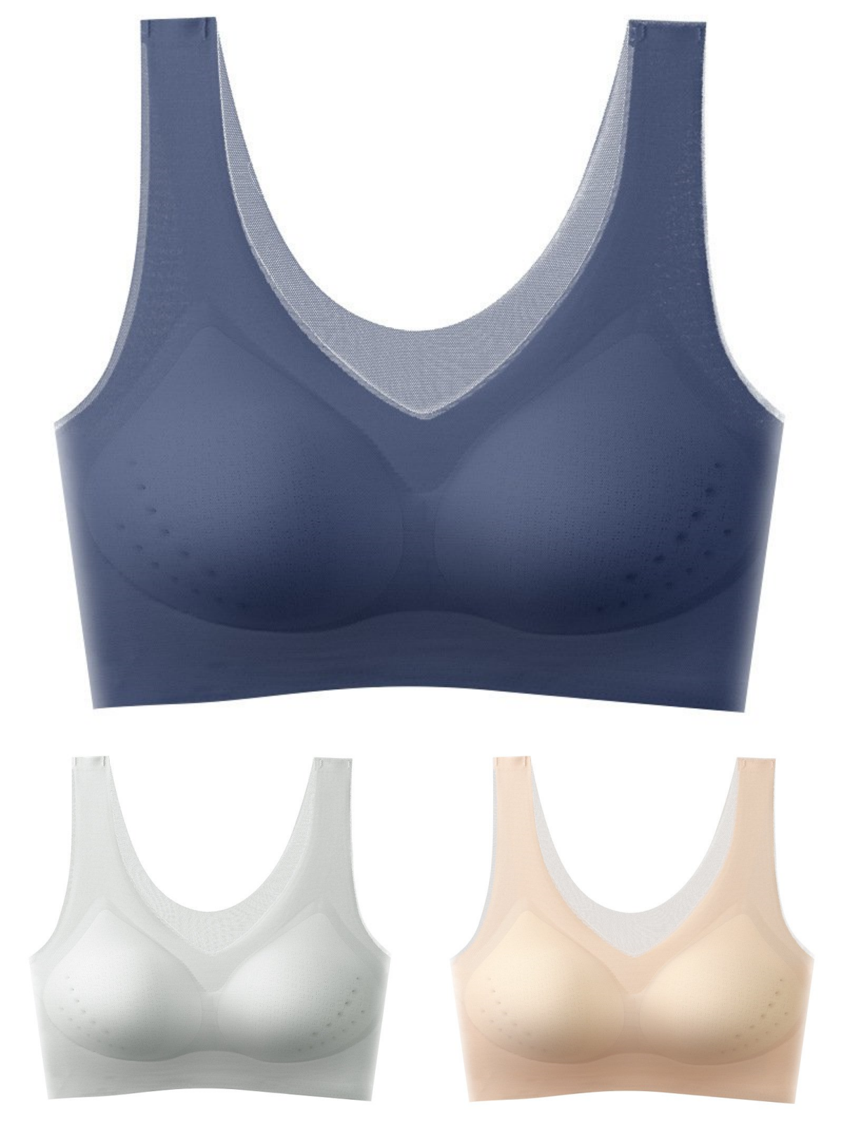 🏆【Promocija—set od 3 dijela 50% popusta】【40-120 kg】🎀2026 Bešavni grudnjak od ledene svile, podizanje i oblikovanje, protiv opuštanja i skupljanja
