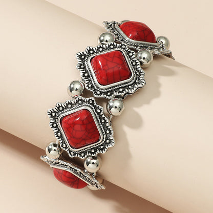 【Купете 1, вземете 1 безплатно】Етническа еластична гривна със син туркоаз – стил и духовност в един аксесоар! 🌿✨