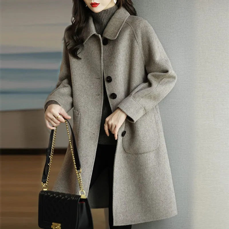 🔥 49% más barato 🔥【45–105 kg】Nueva chaqueta de lana gruesa para otoño/invierno 2026 – modelo de longitud media, corte entallado