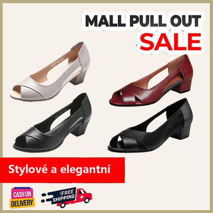 👠2025 nowe skórzane sandały, antypoślizgowe skórzane grube obcasy i miękkie podeszwy, modne i eleganckie