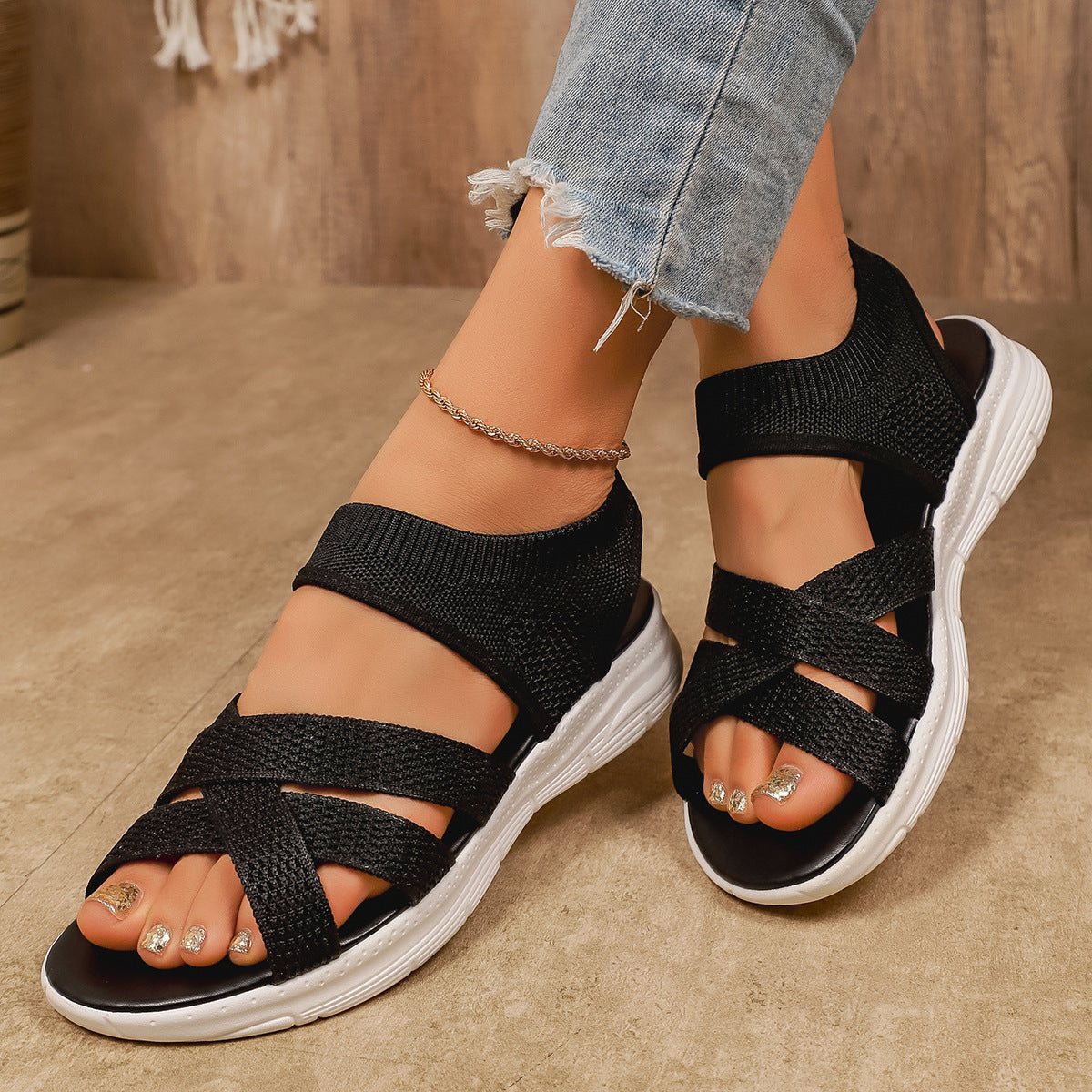 🔥🌷【¡Novedad!✨】Sandalias de playa de estilo europeo y americano para el verano - Planas y casuales