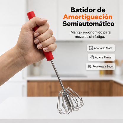 🥳Compra 1 y llévate 1 gratis💪 ¡50% de descuento! Batidor de huevos manual semiautomático: presiona y gira, sin electricidad. Bate huevos y nata en segundos. ¡Cuida tus muñecas! ✨🧁