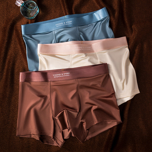 ✨🔥【4 sztuki】Nowa męska bielizna Ice Silk Summer oddychające bokserki satynowe męskie
