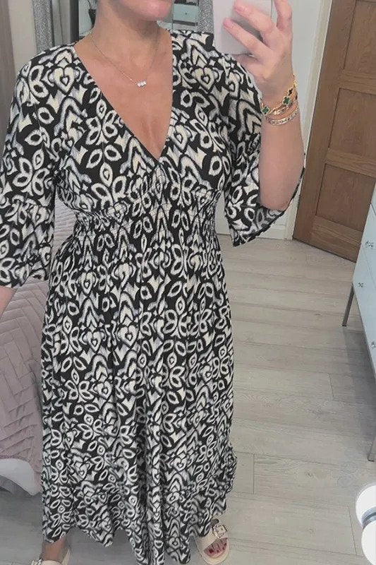 ✨💃【S-5XL】Sukienka w stylu boho z dekoltem w serek, modna na lato