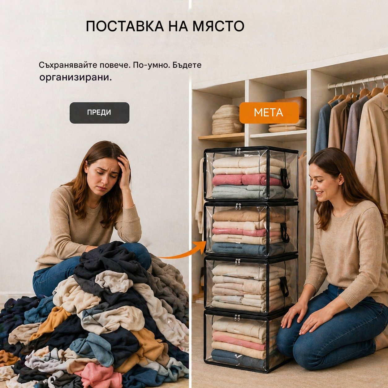 🔥📦【3 за €23】Големи, издръжливи, удебелени прозрачни торби за съхранение, подходящи за съхранение на дрехи, преместване и общо съхранение.