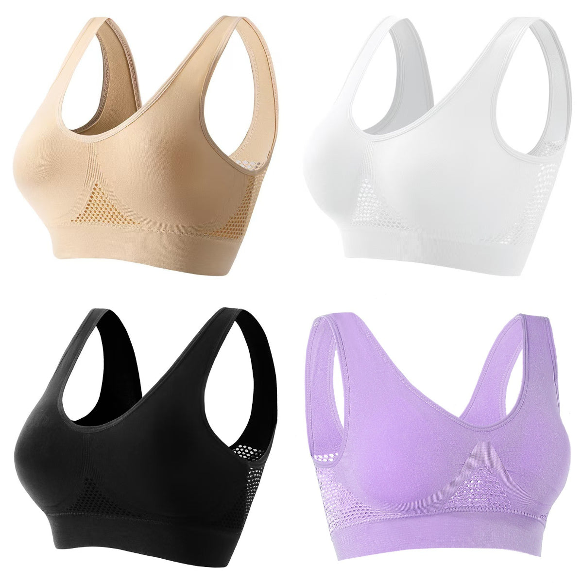 🎉🌈【Paquete de 4】【40-120 kg】Sujetador nuevo, suave y cómodo, talla grande, transpirable y fresco ✨❤️✅Pago contra entrega