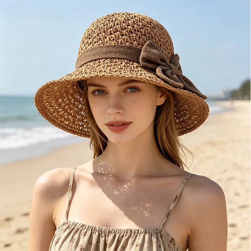 ☀️🎀【Producto más vendido del verano✨】Elegante sombrero francés con lazo: protección solar y sombra.