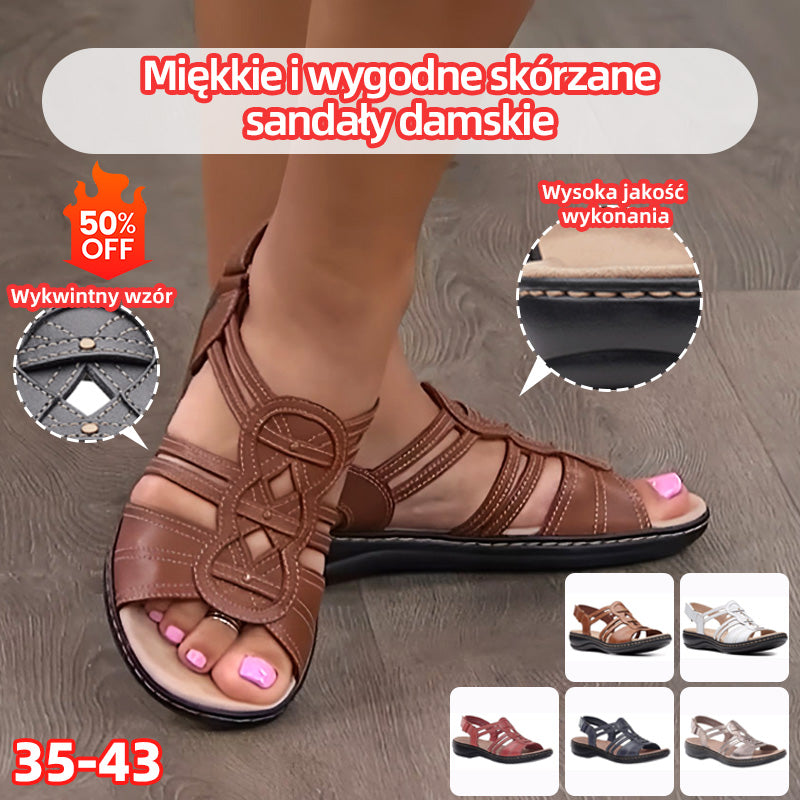 Gorąca sprzedaż 🔥【35-43】Miękkie i wygodne skórzane sandały damskie