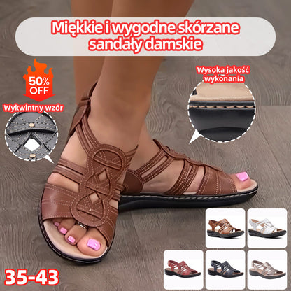 Gorąca sprzedaż 🔥【35-43】Miękkie i wygodne skórzane sandały damskie