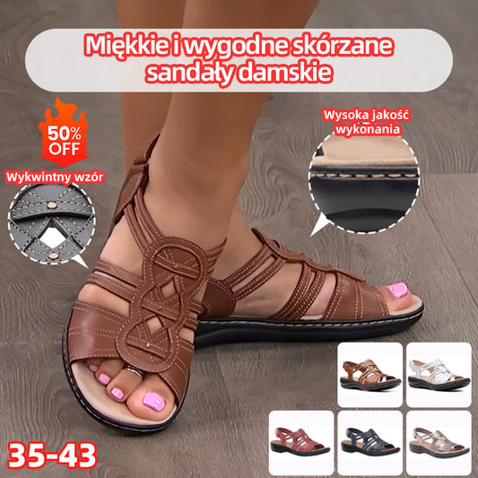 Gorąca sprzedaż 🔥【35-43】Miękkie i wygodne skórzane sandały damskie