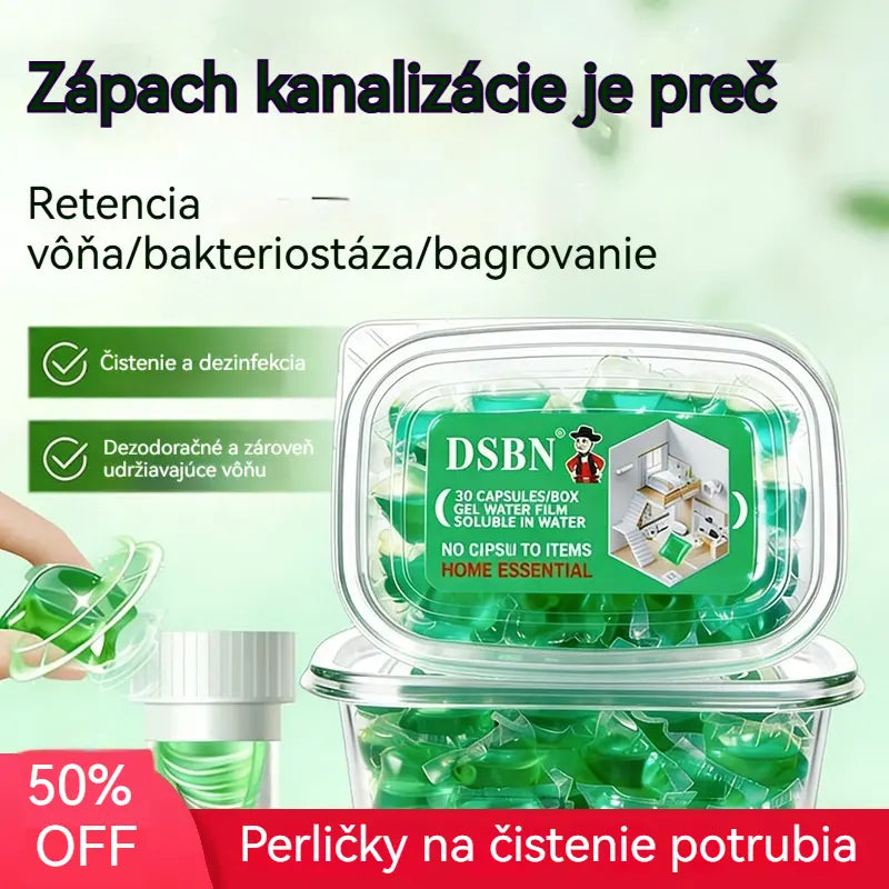 2 škatule (spolu 100 tabliet)🏠💧Deodoračné kapsuly Drain – bioenzýmové zloženie neutralizuje pachy priamo pri ich zdroji.