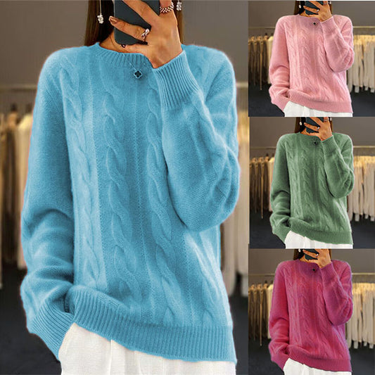 50% zniżki 🎀⛄【S-XL】2025 Jesień i zima Nowy okrągły dekolt dzianinowy jednolity kolor wysokiej jakości luźny wełniany sweter. Stylowy i ciepły