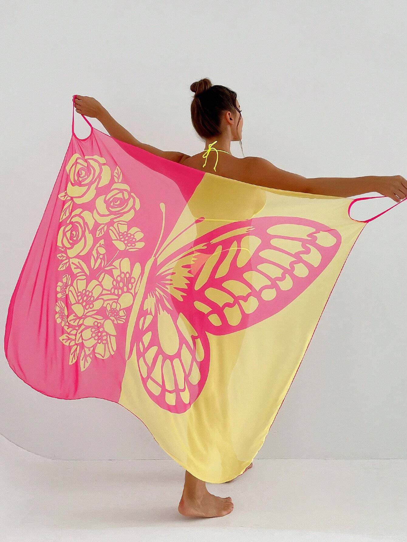 ✨🦋【Nowy produkt ze zniżką】🦋Nowe damskie szyfonowe narzutki przeciwsłoneczne z nadrukiem motyli na plażę 2025