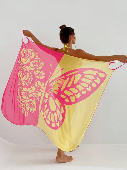 ✨🦋【Nowy produkt ze zniżką】🦋Nowe damskie szyfonowe narzutki przeciwsłoneczne z nadrukiem motyli na plażę 2025
