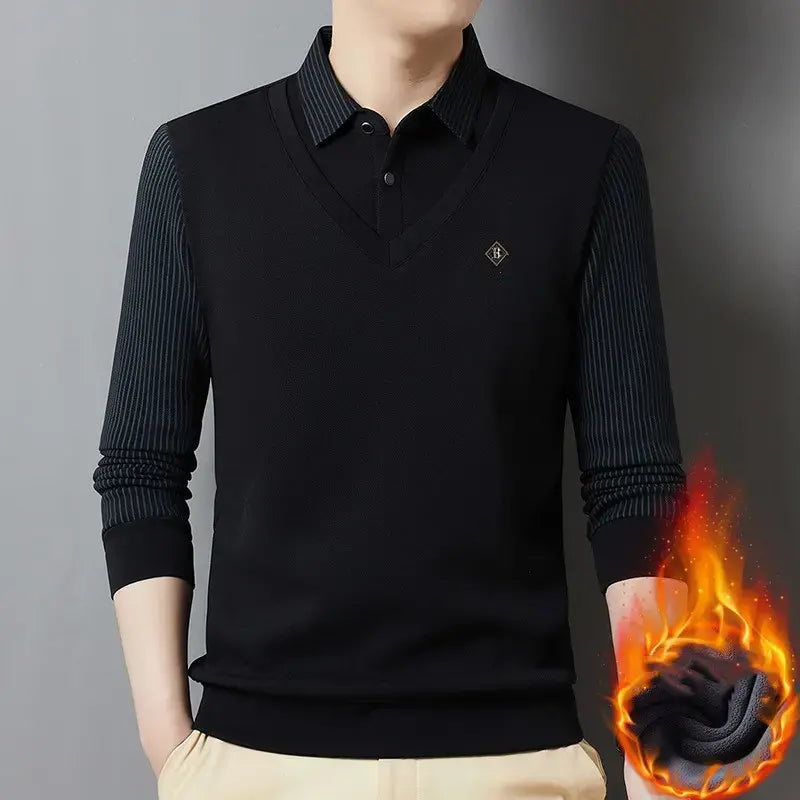 👔🔥【M-4XL】Nové pánske zimné polo tričko s klopou a flísovou podšívkou - jednoduché a pohodlné