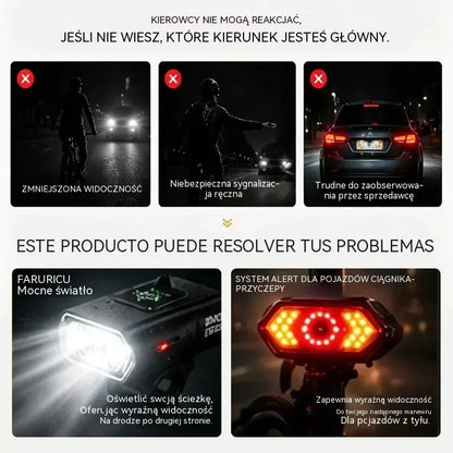 🚴 Jasna lampa rowerowa LED | Zestaw z ładowaniem USB przód + tył