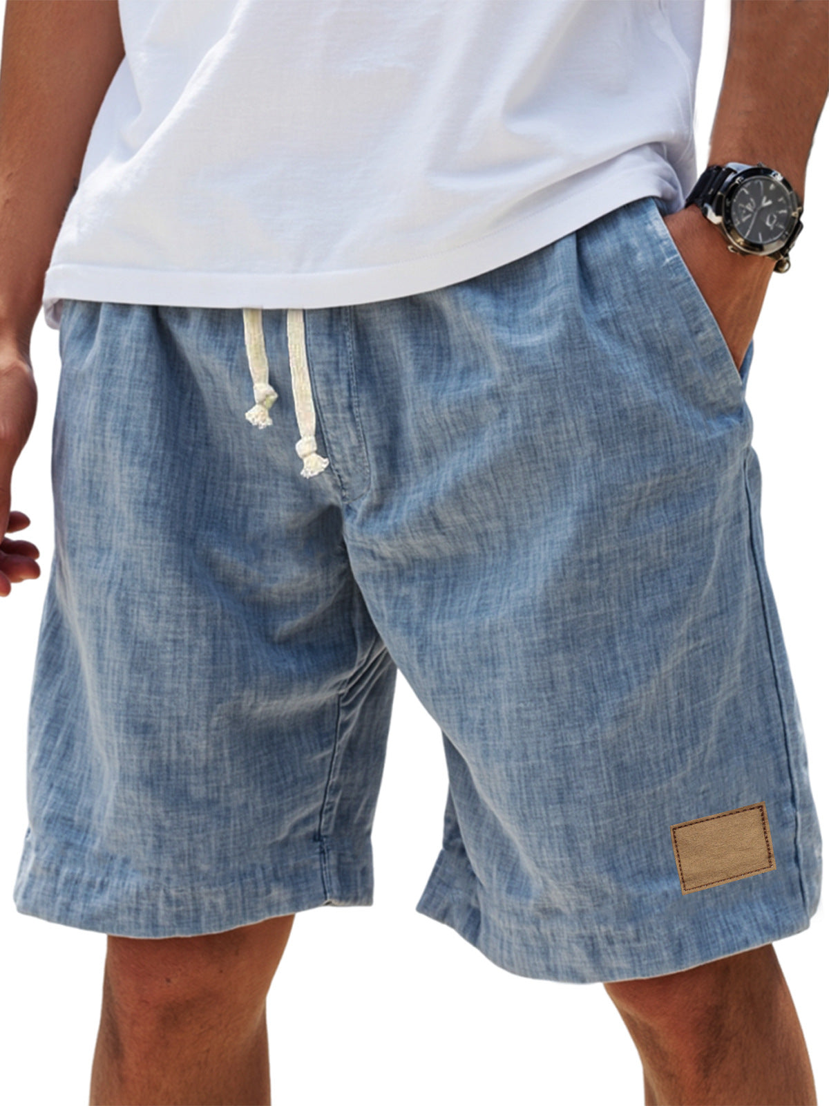 ⏳🔥【Último día al 50%】👖 【S-5XL】【55-110 kg】Pantalón corto casual hombre 2026 efecto lino con cordón (tallas grandes).