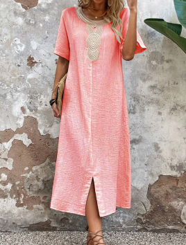 🧚‍♀️ 50% de descuento🔥 Vestido holgado de cuello redondo para mujer, tallas grandes ✅️ Pago contra entrega