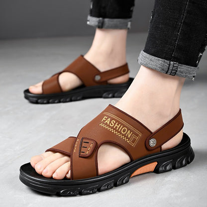🔥😎【Tallas 38-44】Nuevas sandalias de playa de verano para hombre de cuero genuino con suela suave