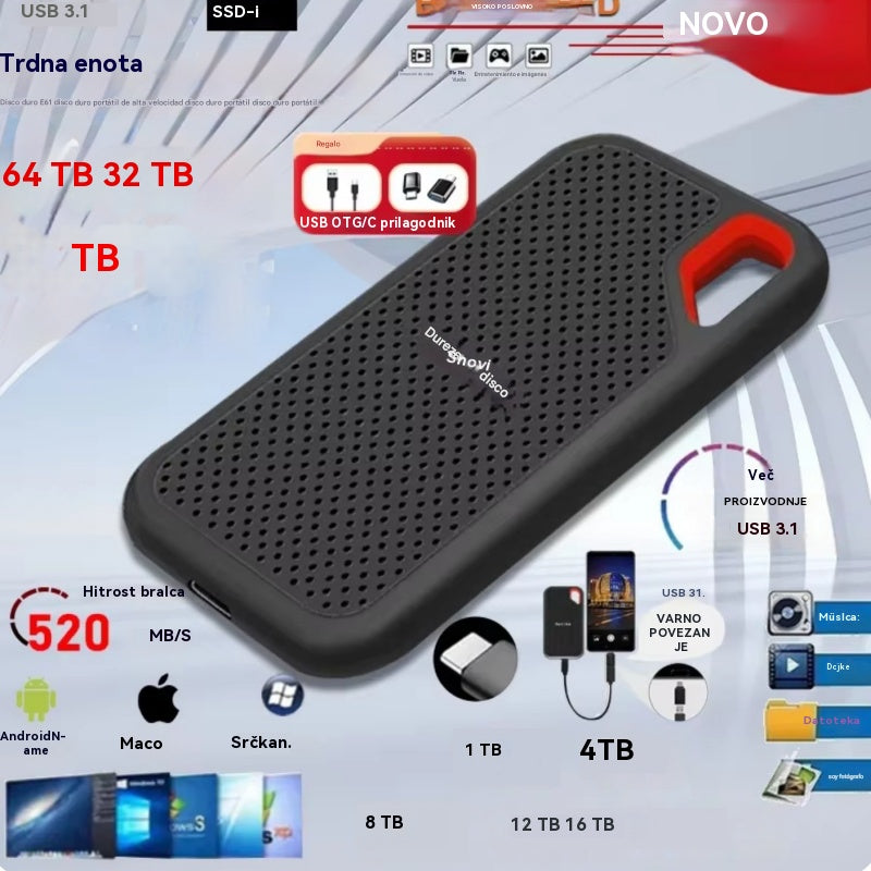 💥【Plačilo ob dostavi】💥【32TB】Visokohitrostni prenosni trdi disk velike zmogljivosti