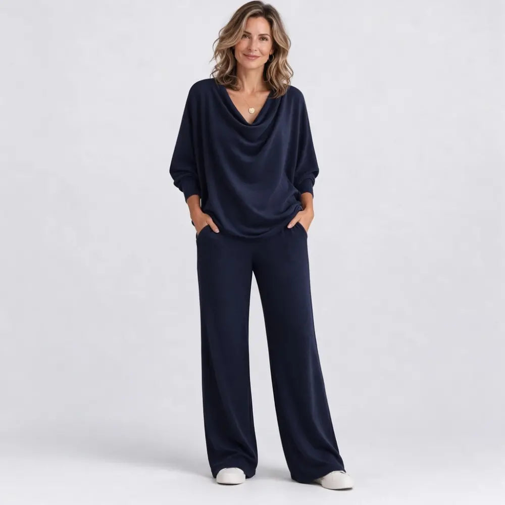 【S-3XL】Elegancki dwuczęściowy komplet: welurowa góra + spodnie w stylu casual
