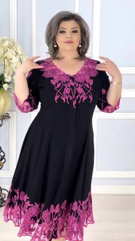 👗【S-5XL】Sukienka z haftowanej koronki, duży rozmiar - modna i elegancka