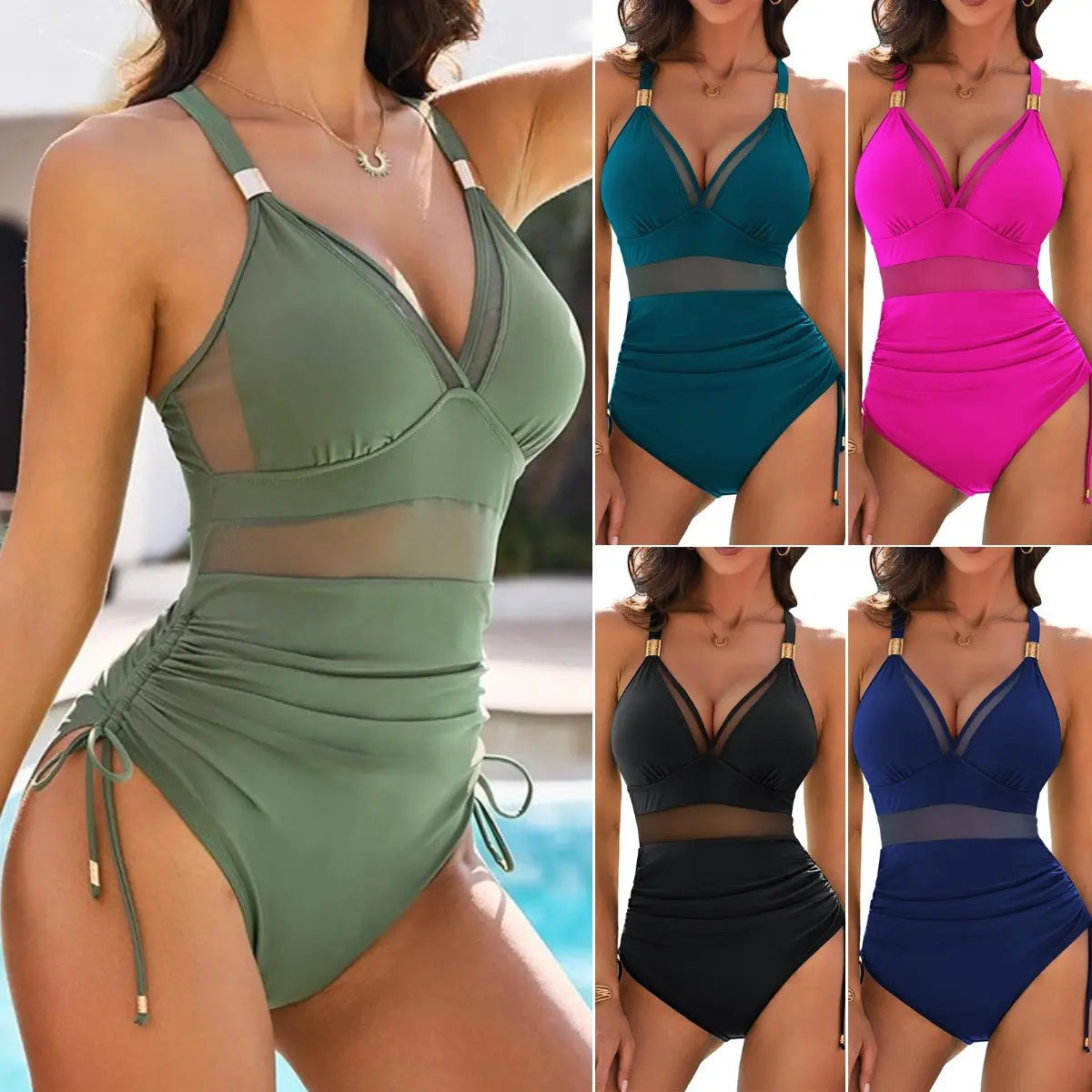 🏖️👙【Ograničena količina】🌴【40-90 kg】 Jednodijelni kupaći kostim u jednoj boji s otkrivenom stražnjicom