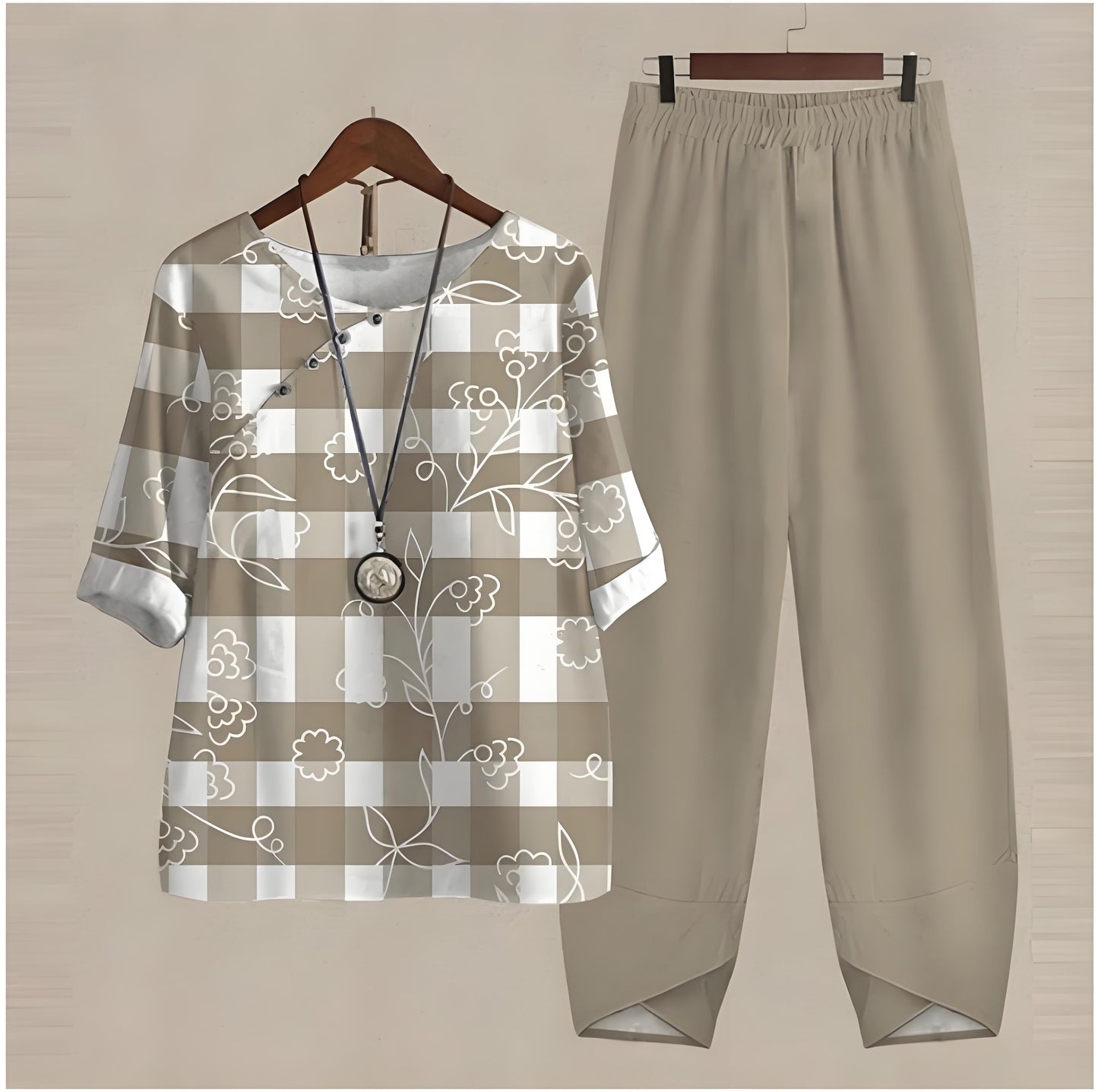 💐✨【Wysoka jakość】[S-5XL] 2025 nowy dwuczęściowy komplet z nadrukiem 【top + spodnie】