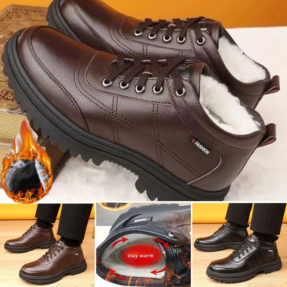 🔥50% zľava🔥【39-44】Nové zimné pánske teplé kožené čižmy s hrubou podrážkou