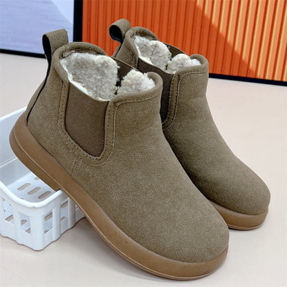 🔥【35-41】👢2024 Zimowe ciepłe kaszmirowe płaskie wygodne, wszechstronne, krótkie buty Buty antypoślizgowe-3847520