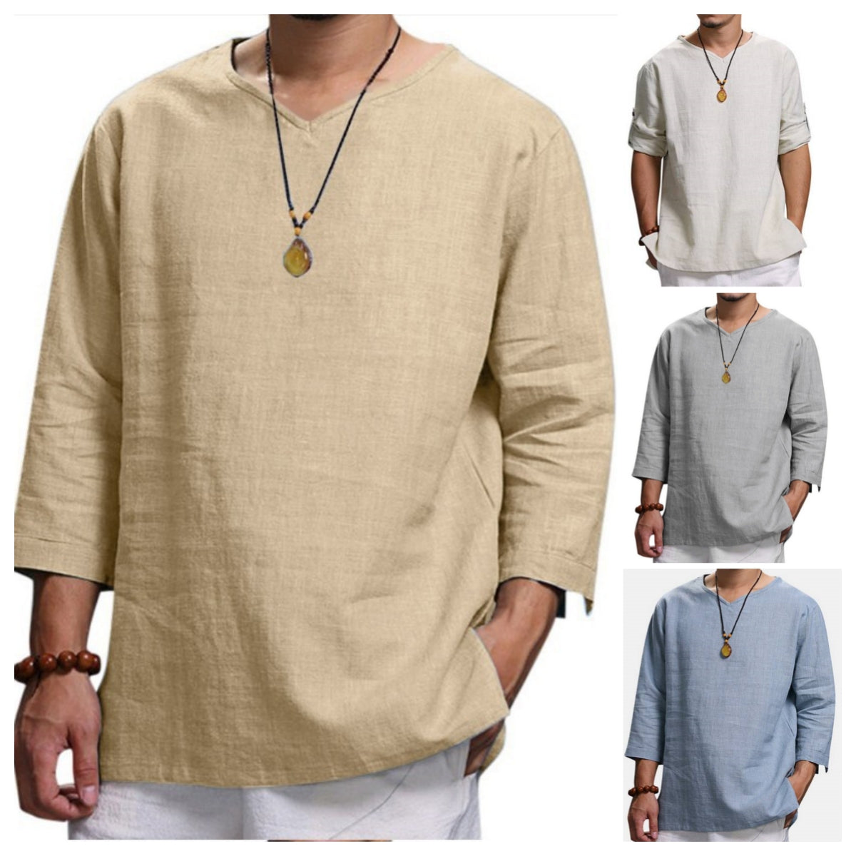 🌿👔【M-4XL】💖2025 nowa męska oddychająca bawełniana i lniana koszula casualowa, prosta i stylowa, wygodna i oddychająca