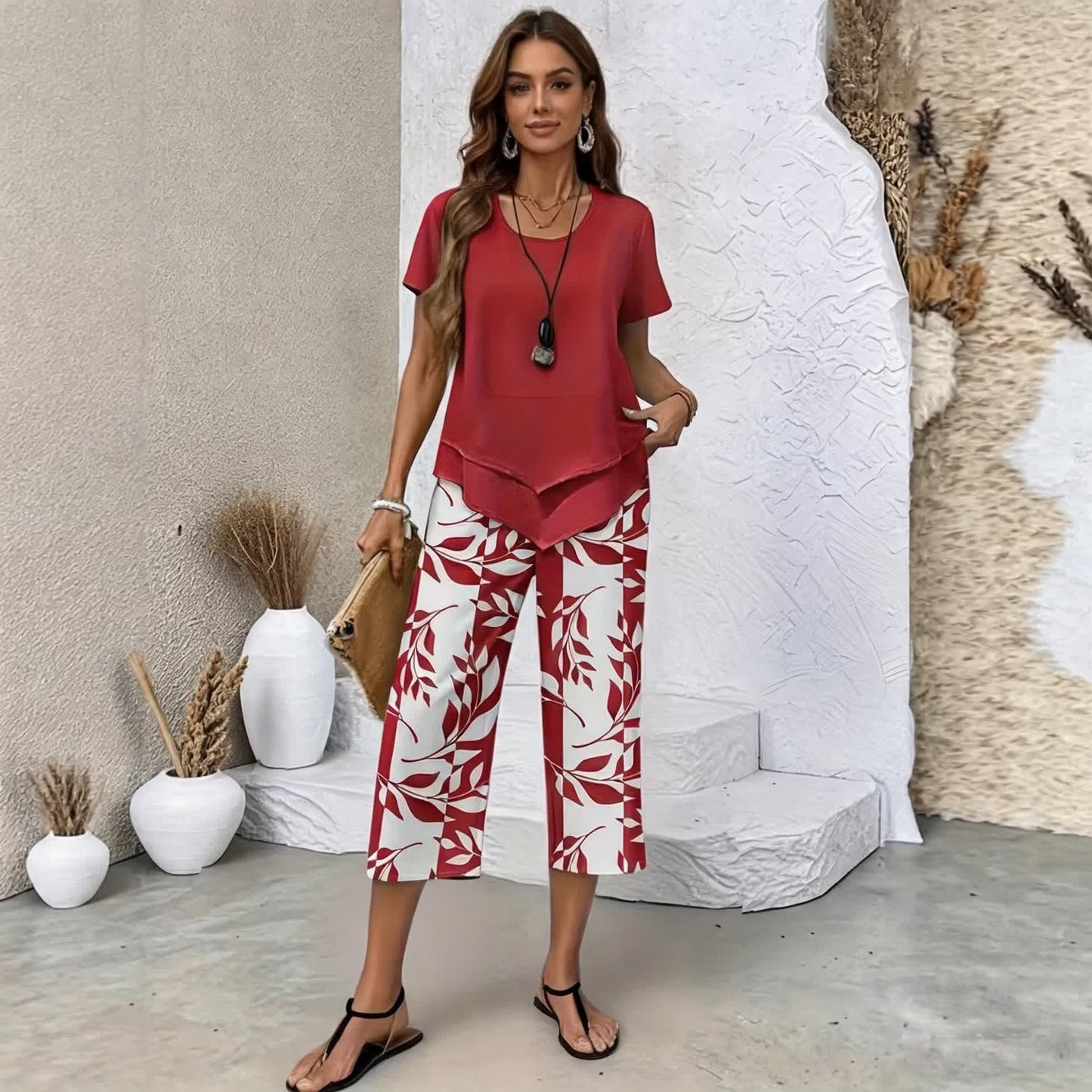 ✨✨【S-5XL】| Conjunto Fresco Brisa de 2 Piezas | Set de Verano Ligero y Elegante Multicolor ✅️Pago contra entrega