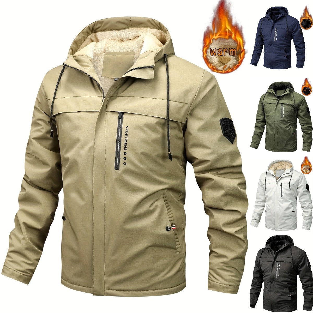 🎉💁‍♂️【XS-XL】 Męska zimowa kurtka wiatroszczelna z podszewką z polaru, ciepła, wiatroszczelna i chroniąca przed deszczem/śniegiem