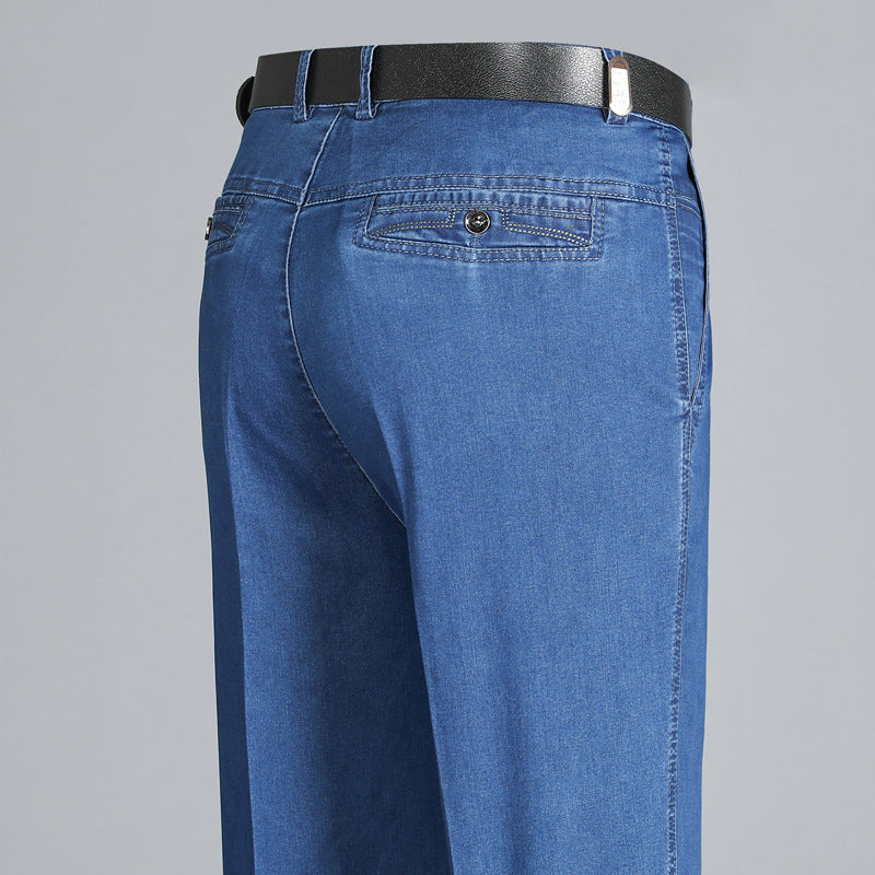 👖👖【Letnia gorąca wyprzedaż】🔥【55-110KG】2025 Letnie nowe męskie dżinsy w dużym rozmiarze z wysokim stanem, lekka tkanina, szczególnie oddychające i wygodne