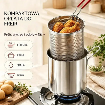 🔥 50% zniżki | Wielofunkcyjna frytkownica wykonana ze stali nierdzewnej 304 dopuszczonej do kontaktu z żywnością | Łatwe, szybkie i wygodne gotowanie 🍳
