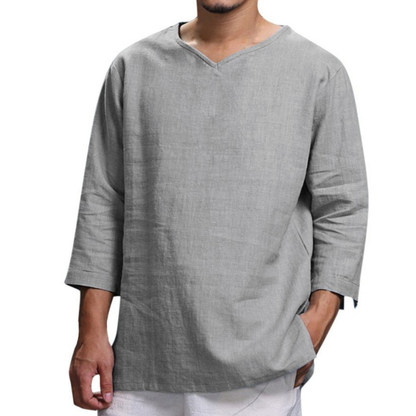 👔50% de descuento🔥 Camisa de hombre confeccionada en algodón y lino, holgada y transpirable.✅️Pago contra entrega