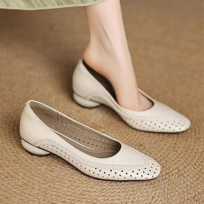 👡【Novedad 2026, oferta por tiempo limitado al 50%】 pantofi cu toc gros și talpă moale, stil franțuzesc, cu decupaje aerisite