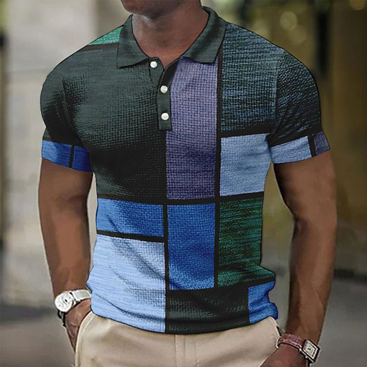💥👕【Novo u vrućoj prodaji】【S-5XL】Muška ležerna polo majica s geometrijskim uzorkom 2026