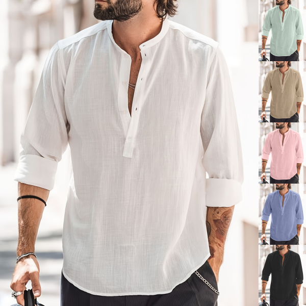👔Camisa informal de hombre confeccionada en algodón y lino. ✅️Pago contra entrega