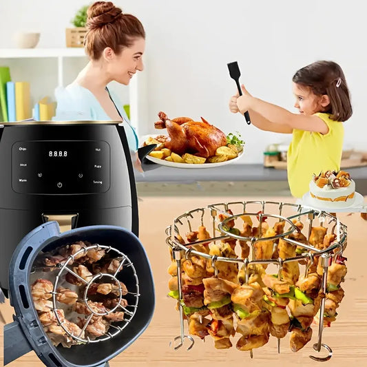 🍢🍖🍗 Grill ze stali nierdzewnej 304, 24 szaszłyki, Beztłuszczowa frytkownica